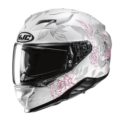 HJC F71 Eliz Helmet | Grey White Pink Full-Face Motorcycle Helmet